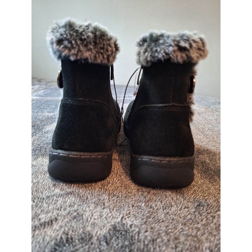 KHOMBU Suede Faux Fur Boots IRIS Womens 6M Black Booties Side Zip Cozy Style - Picture 6 of 15